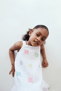 CROSS-STITCH FLORAL TWILL DRESS