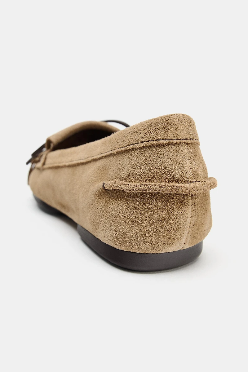 LEATHER FRINGED LOAFERS