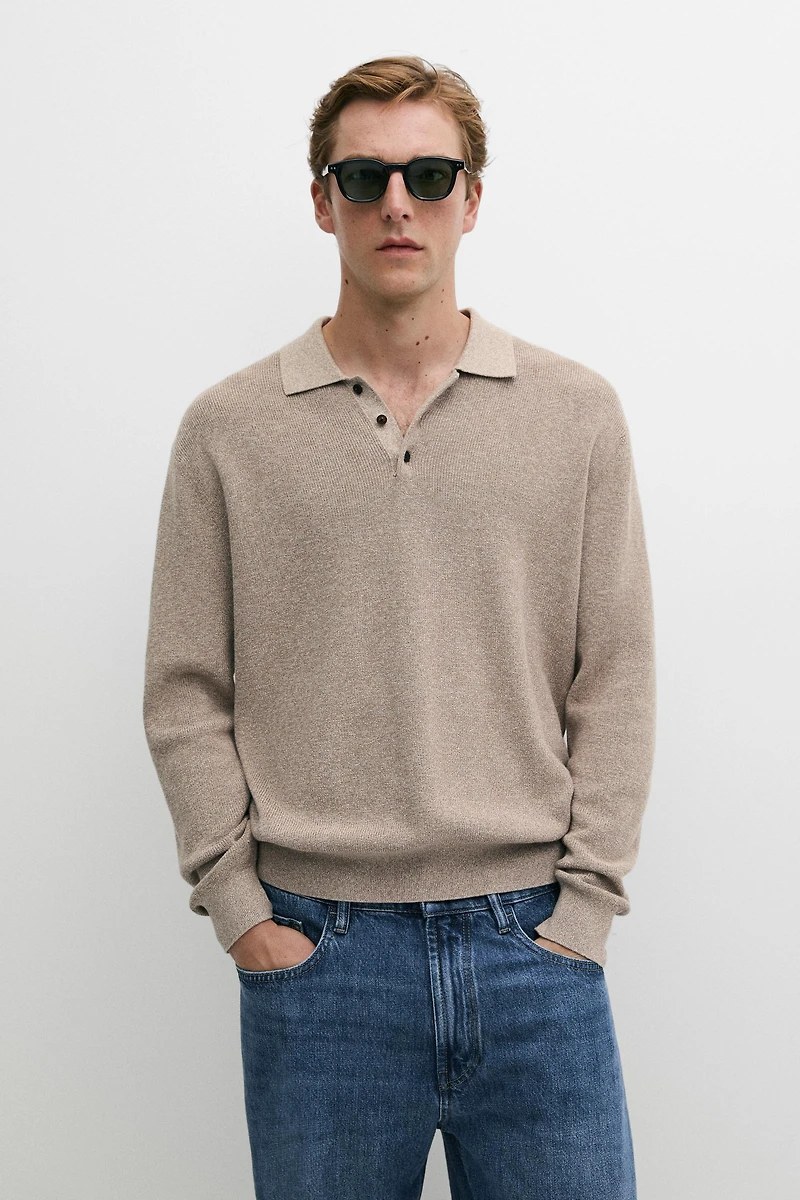 100% cotton mouliné polo sweater