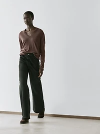 Silk and wool blend knit sweater