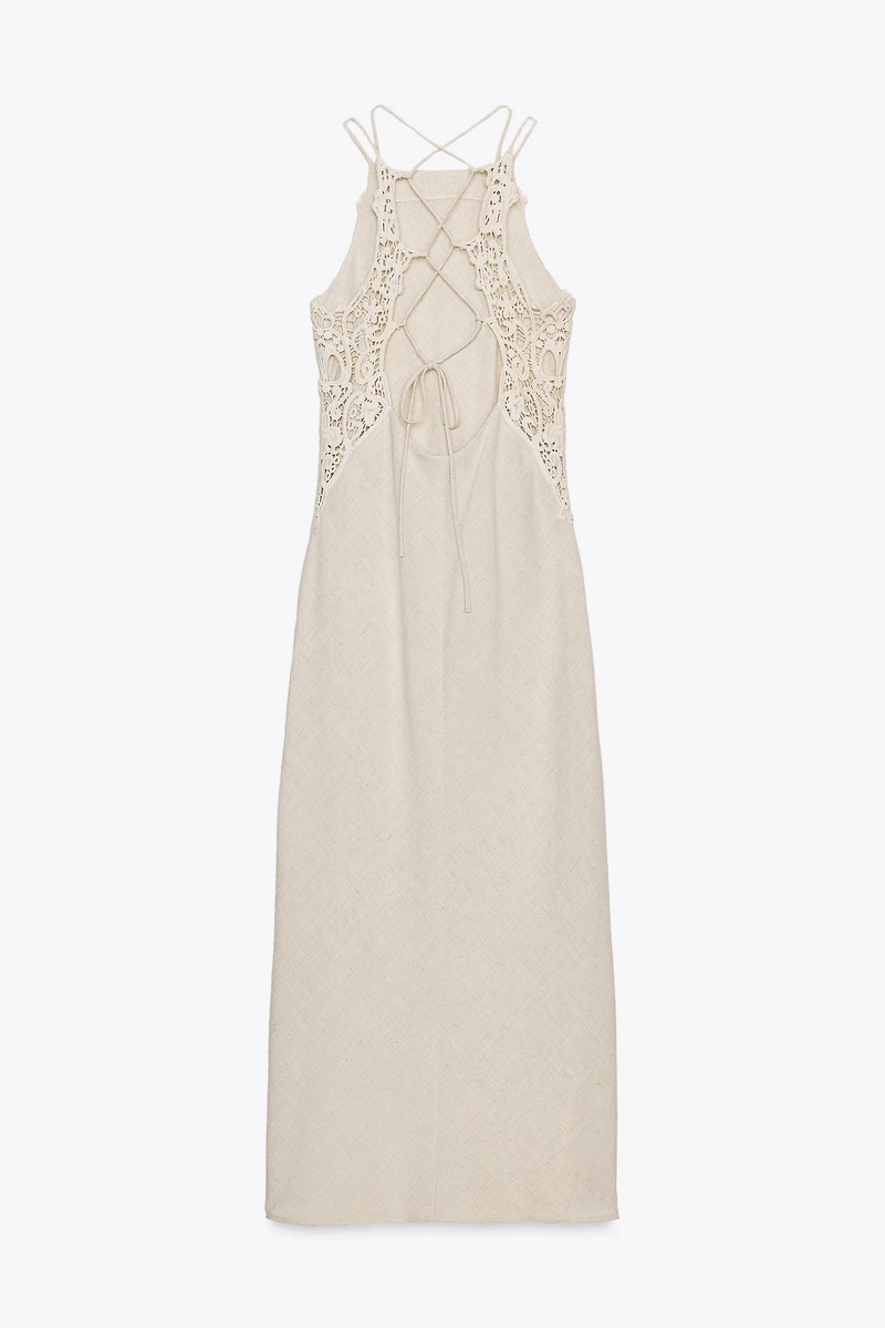 COMBINATION CROCHET MIDI DRESS