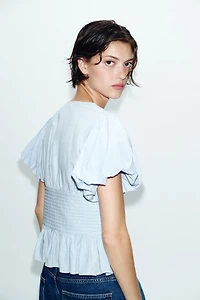 PUFF SLEEVE PINTUCK BLOUSE
