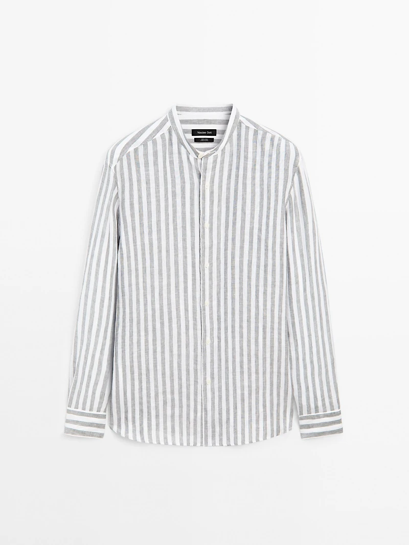 Regular-fit shirt with stand collar