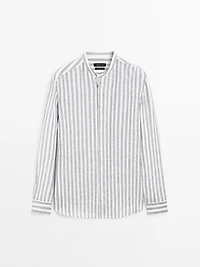 Regular-fit shirt with stand collar