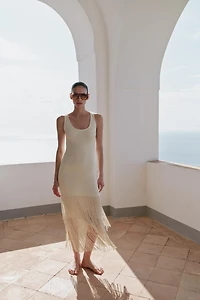 TEXTURED FRINGED DRESS