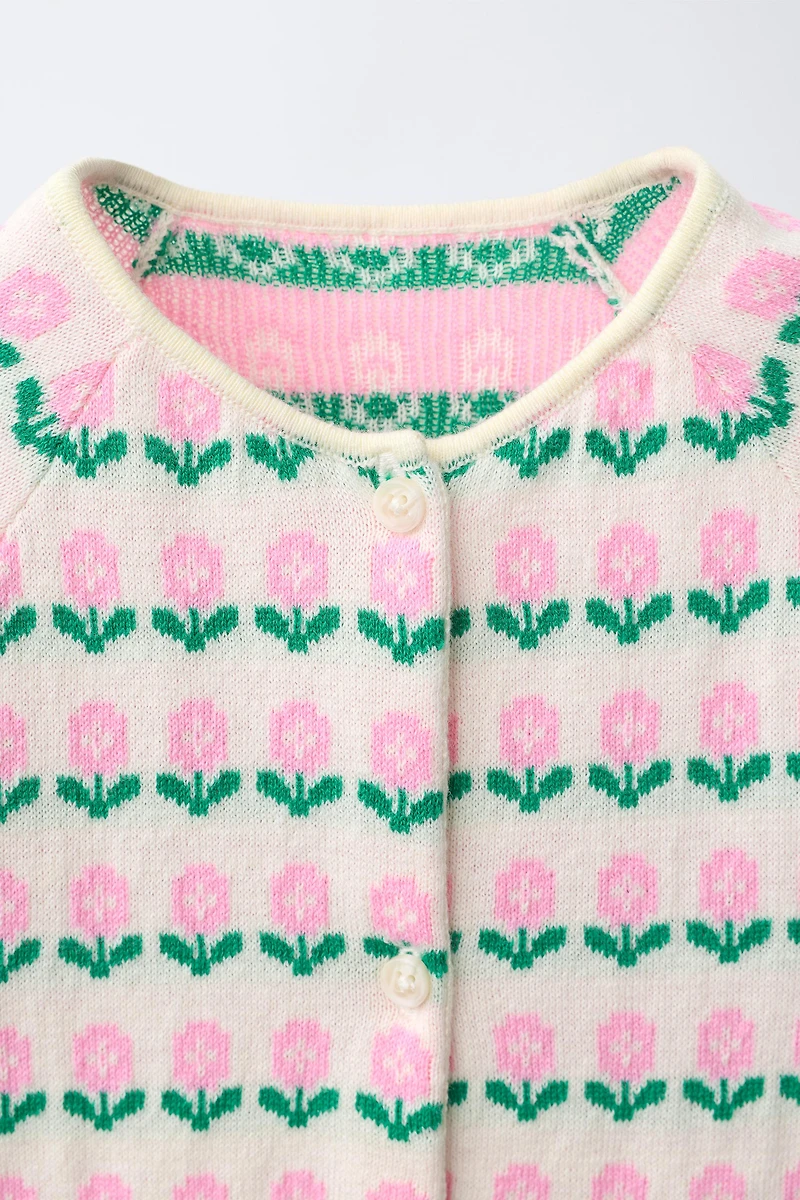 FLORAL JACQUARD KNIT ROMPER