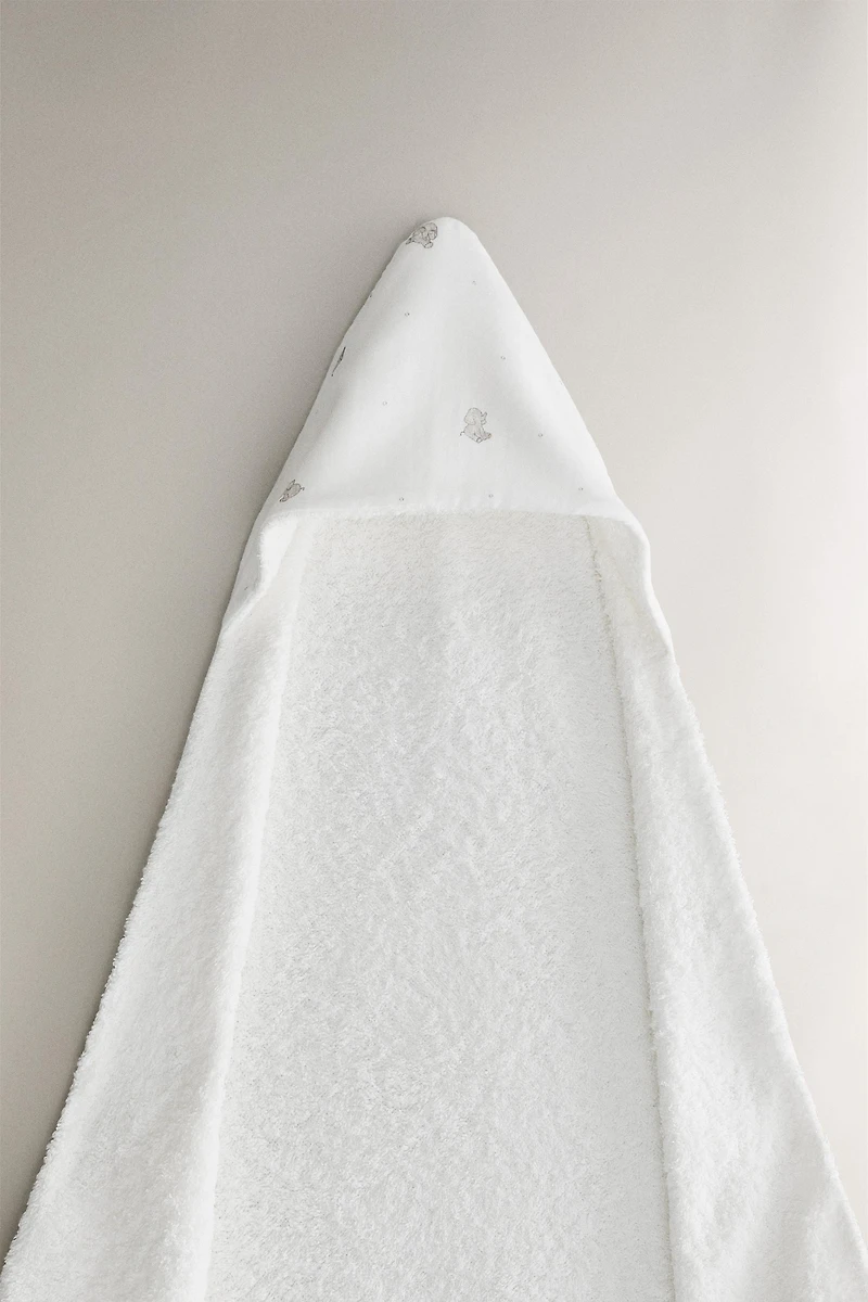 SERVIETTE DE BAIN CAPUCHE BÉBÉ ÉLÉPHANTS