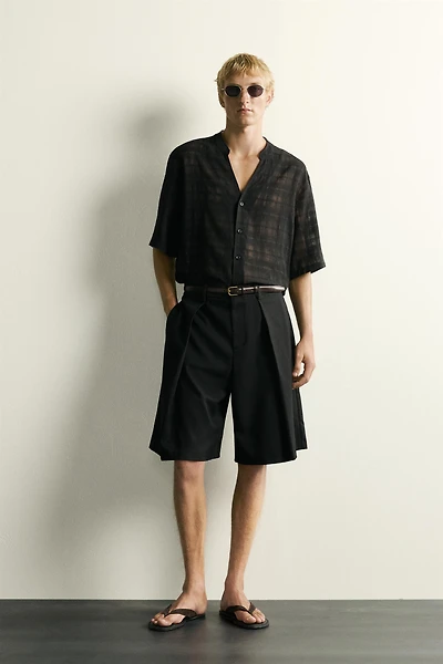 CHEMISE SEMI-TRANSPARENTE JACQUARD À CARREAUX