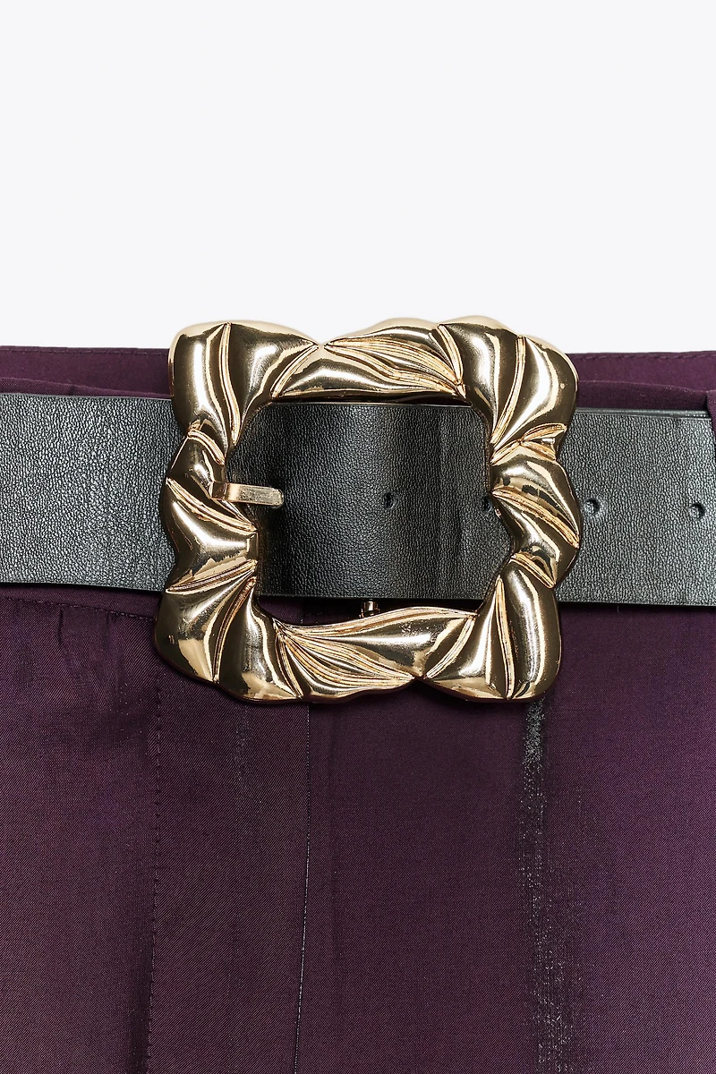 PANTALON LARGE SATINÉ CEINTURE