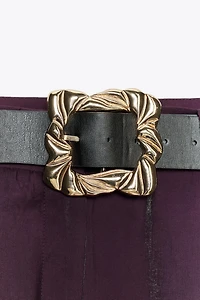 PANTALON LARGE SATINÉ CEINTURE