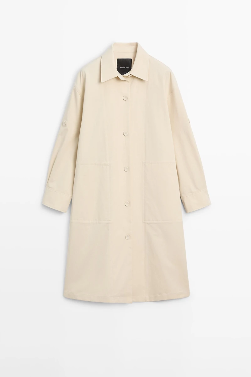 Cotton trench coat with roll-up sleeves