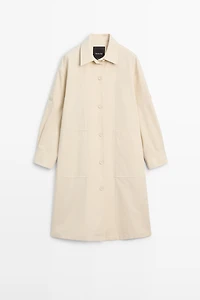 Cotton trench coat with roll-up sleeves