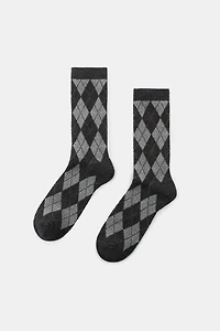 DIAMOND PATTERN COTTON SOCKS