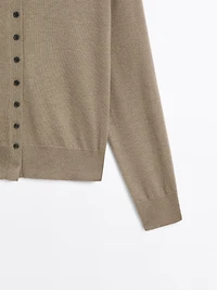 Knit cardigan with mock turtleneck