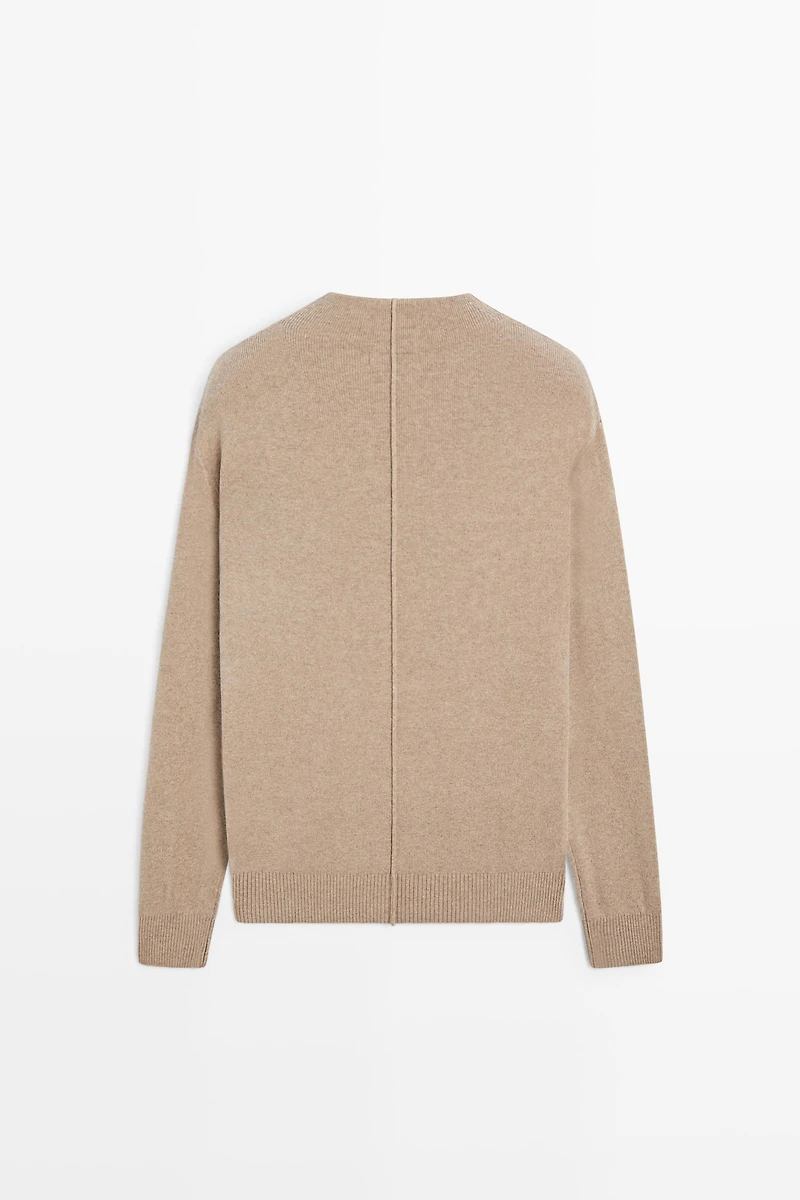 Button mock neck knit sweater