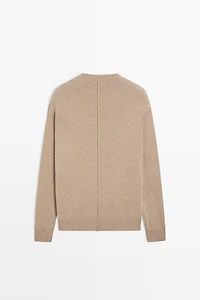 Button mock neck knit sweater