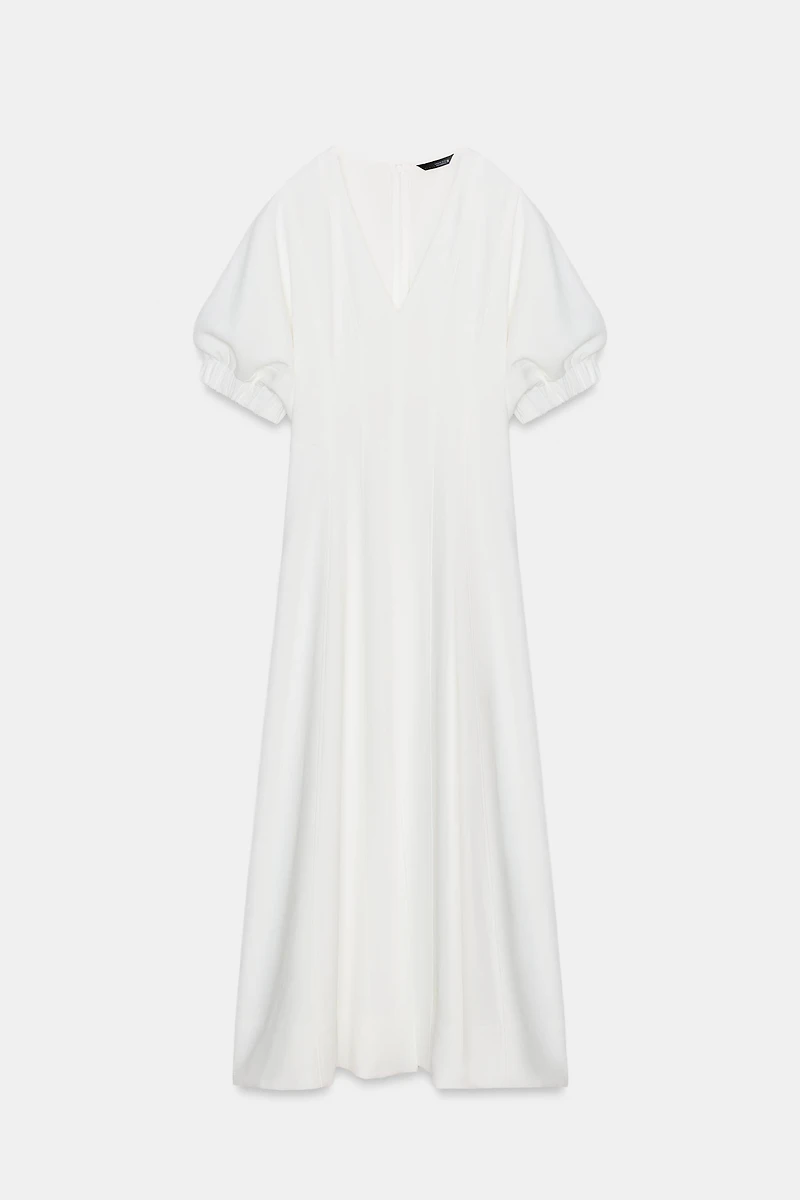 BALLOON SLEEVE MIDI DRESS