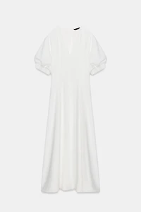 BALLOON SLEEVE MIDI DRESS
