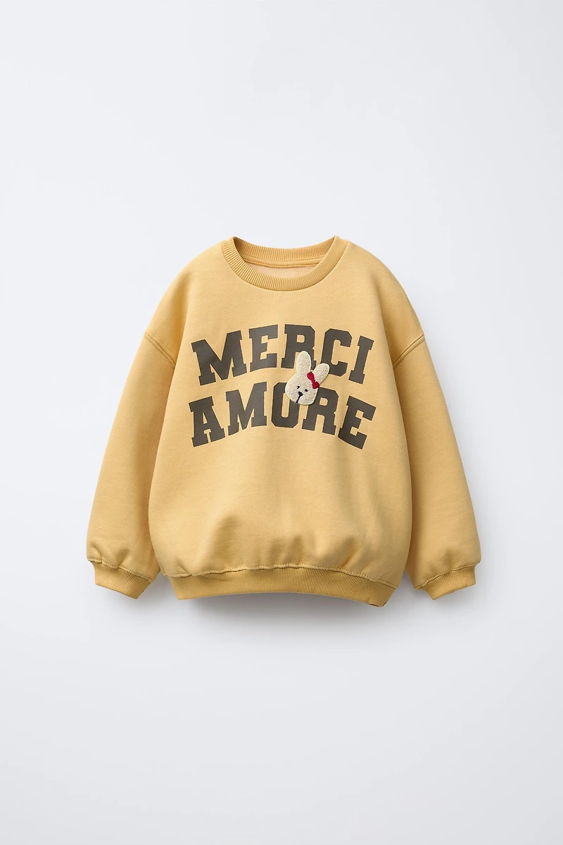 VARSITY TERRY PATCH APPLIQUÉ SWEATSHIRT