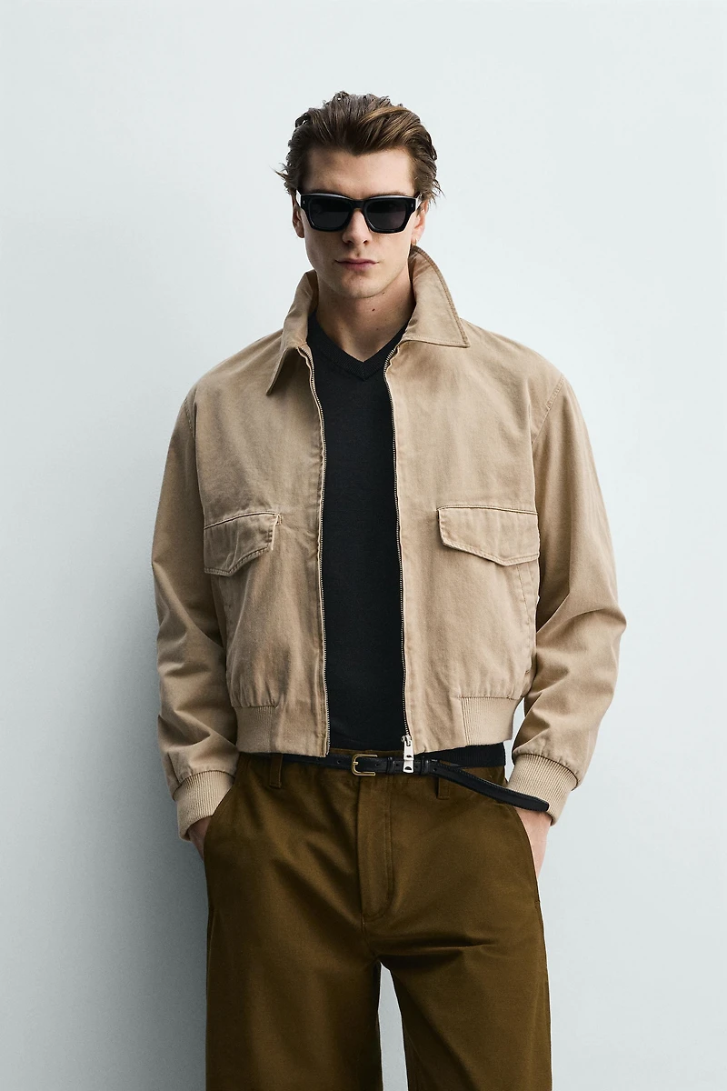 BLOUSON REGULAR FIT EN COTON LAVÉ