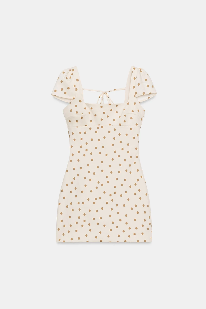 POLKA DOT TIED BACK MINI DRESS