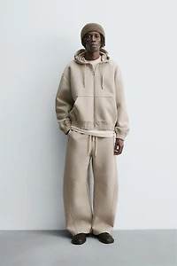 NEOPRENE EFFECT HOODIE ZIP-UP SWEATSHIRT