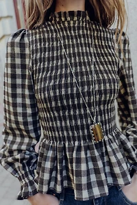 PLAID SMOCKED SHIRT