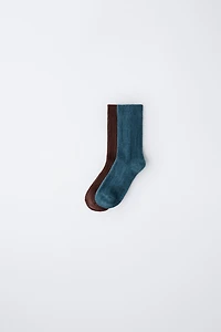 LOT DE DEUX CHAUSSETTES MONTANTES CANNELÉES