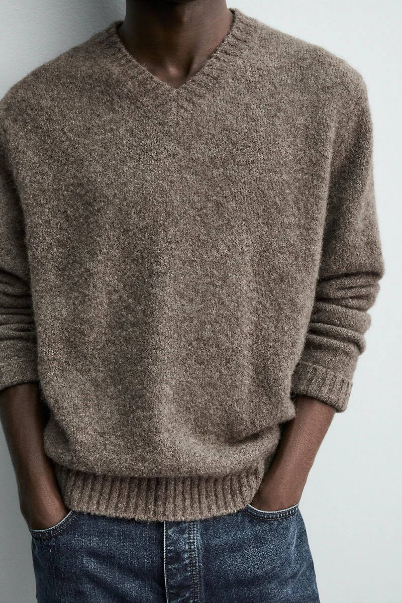 TEXTURED SWEATER WITH YAK FIBER