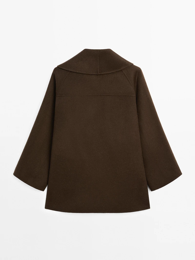 Wool blend double-breasted coat with tuxedo collar
