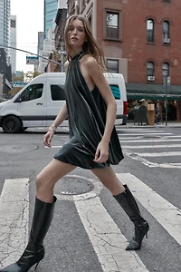 VELVET BALLOON SHORT DRESS