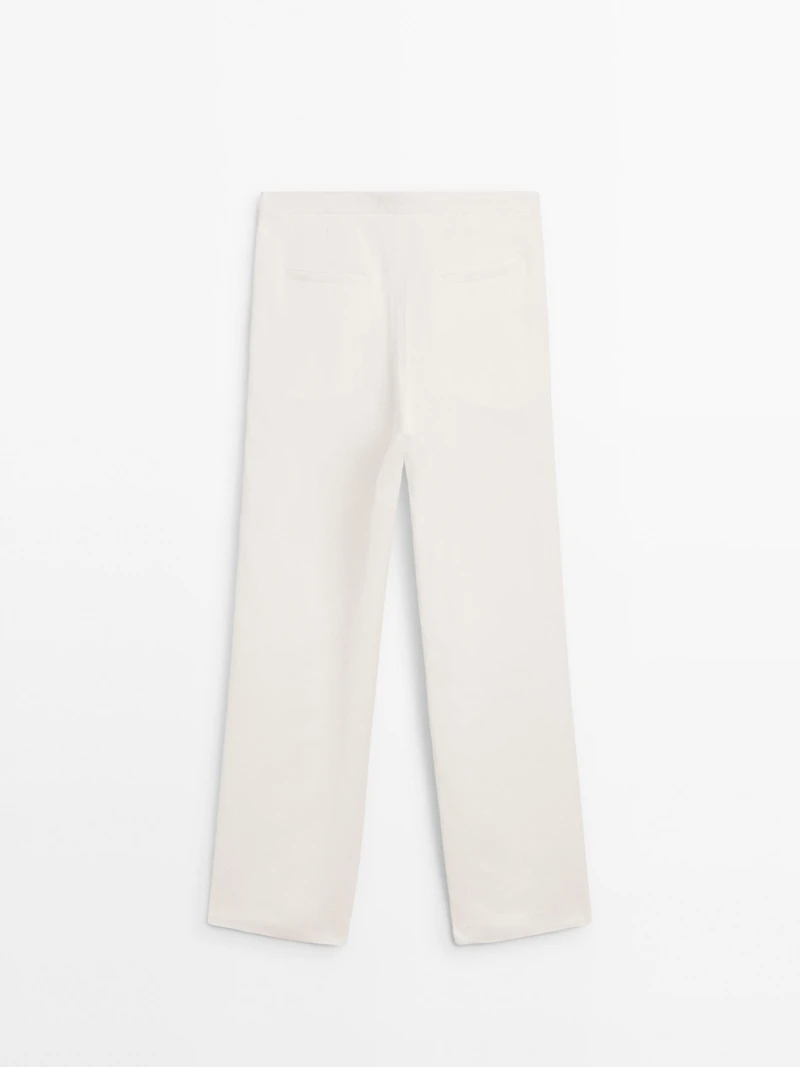 Straight fit flowing linen blend trousers