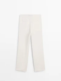 Straight fit flowing linen blend trousers