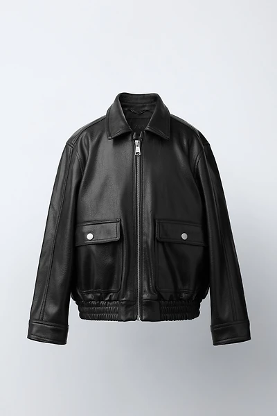 FAUX LEATHER JACKET WITH POCKETS