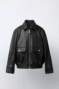 FAUX LEATHER JACKET WITH POCKETS