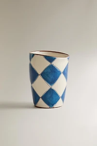 BLUE DIAMOND CERAMIC TOOTHBRUSH TUMBLER