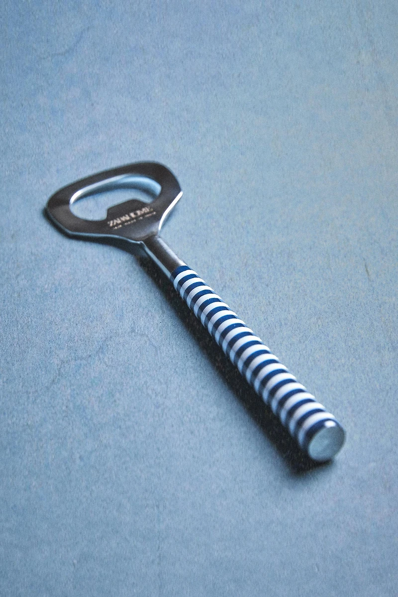 BOTTLE OPENER WITH STRIPED HANDLE