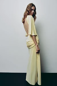 OPEN BACK CAPE MAXI DRESS
