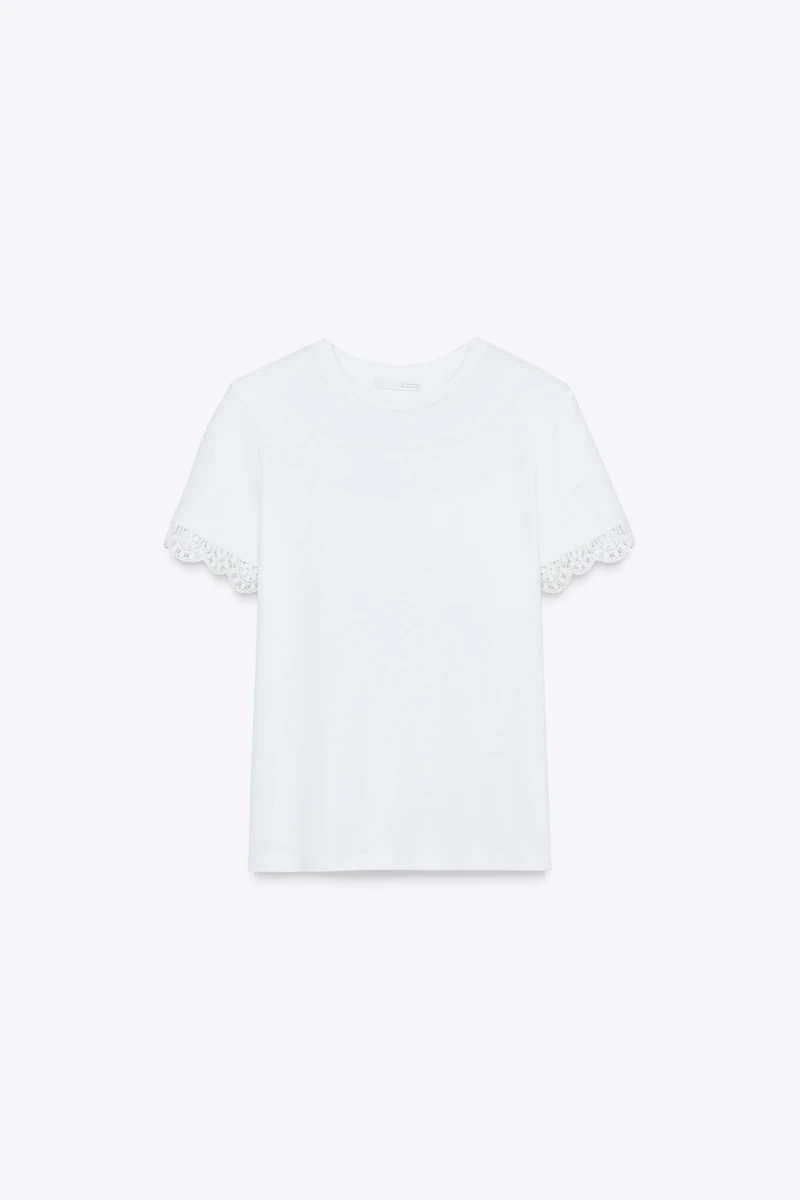 T-SHIRT DENTELLE MANCHES