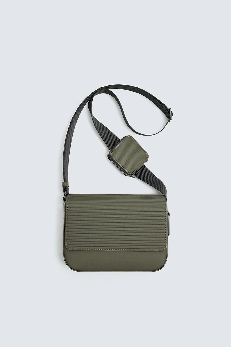 TEXTURED RUBBERIZED CROSSBODY BAG