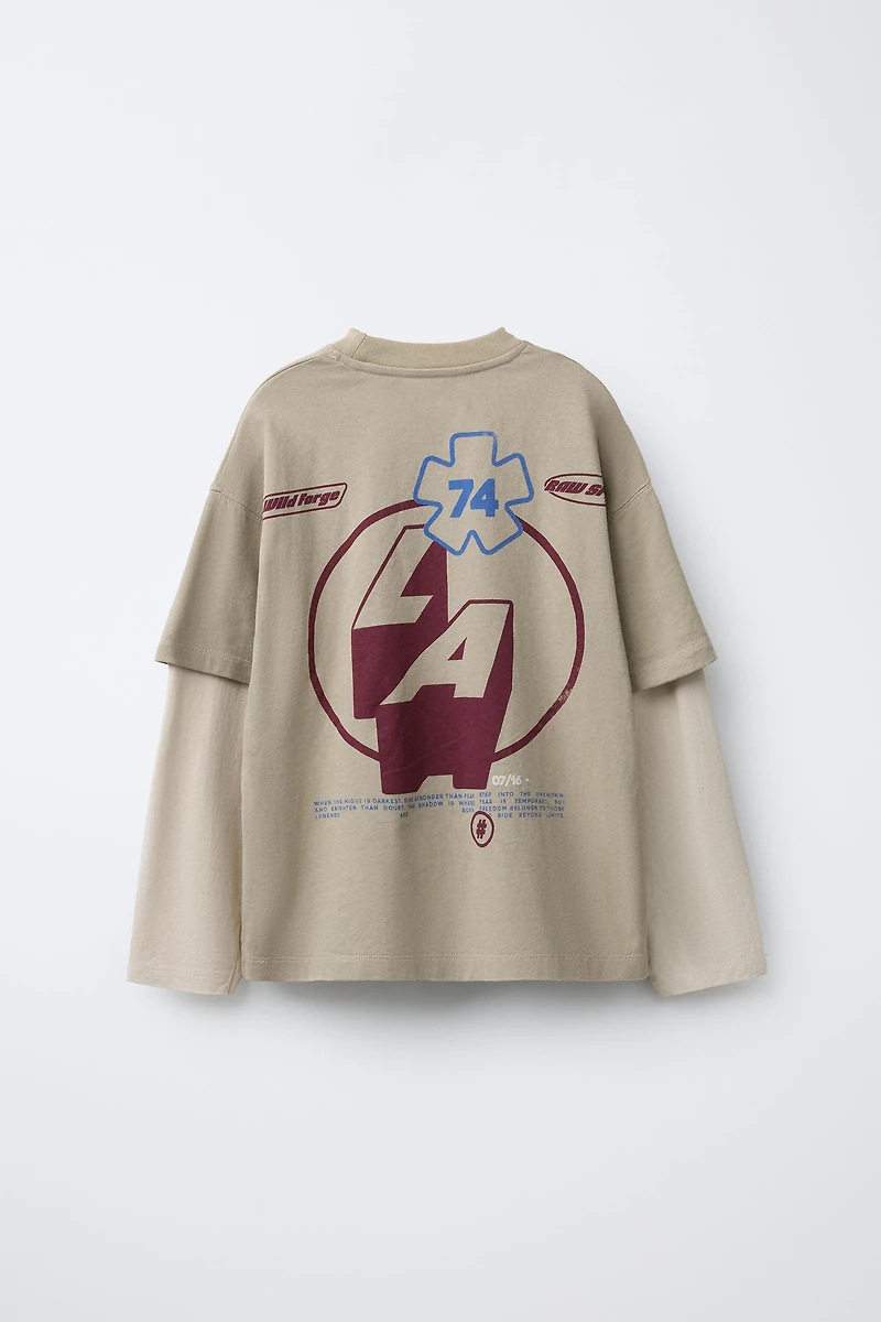 T-SHIRT IMPRIMÉ RIDER DOUBLE MANCHE