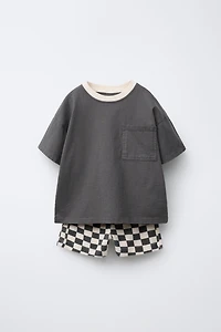 CHECKERBOARD T-SHIRT AND BERMUDA JOGGING SET