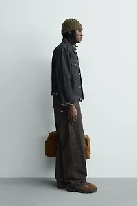 FLOCKED STRIPED RELAXED FIT PANTS