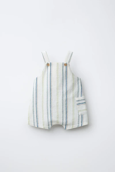 STRIPED OVERALL SHORTS