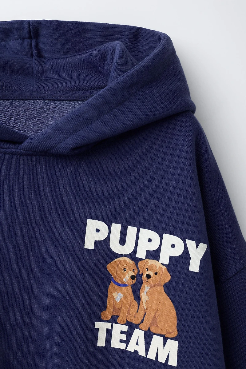 SWEAT À CAPUCHE INSCRIPTION CHIENS