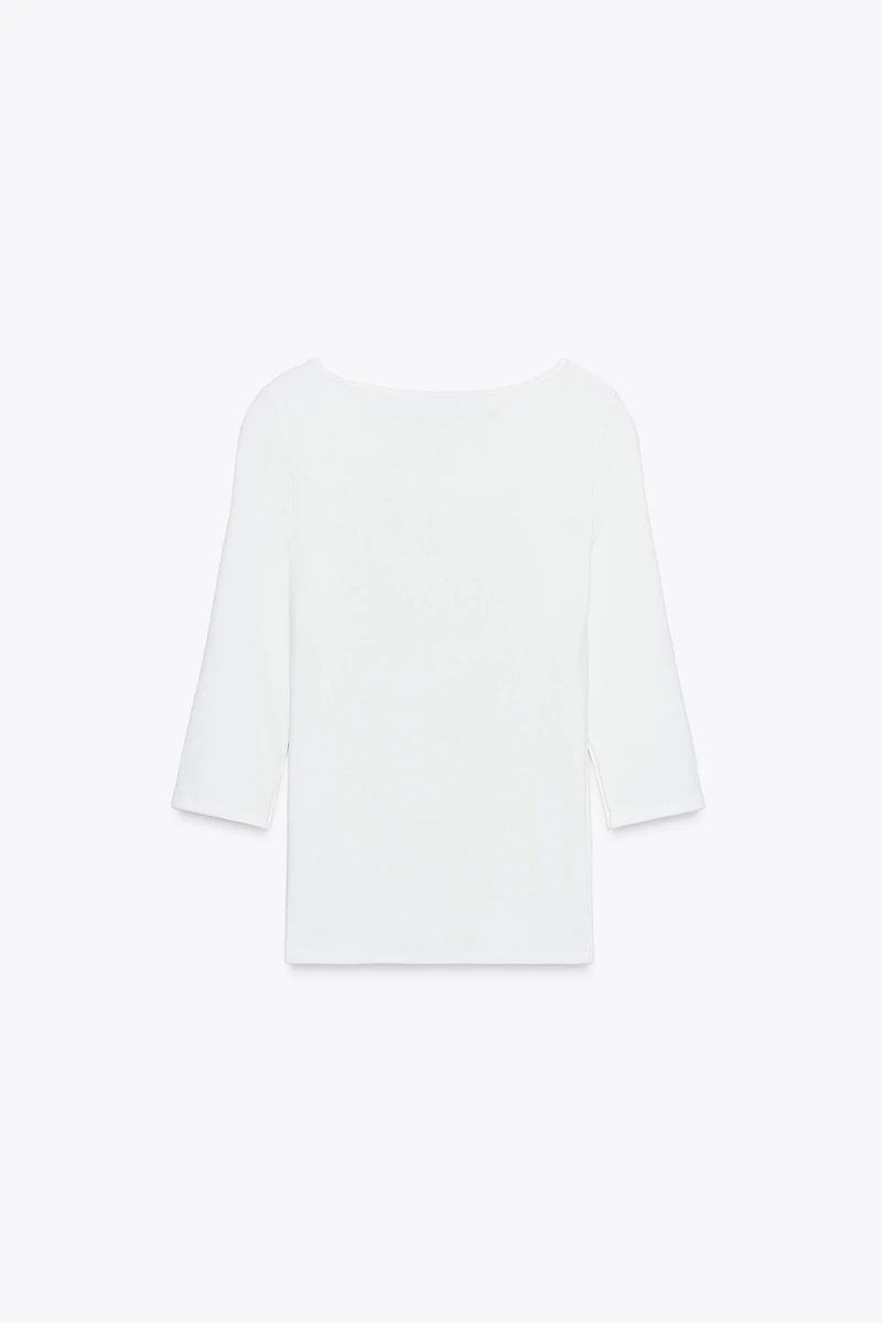 T-SHIRT COL BATEAU EN COTON