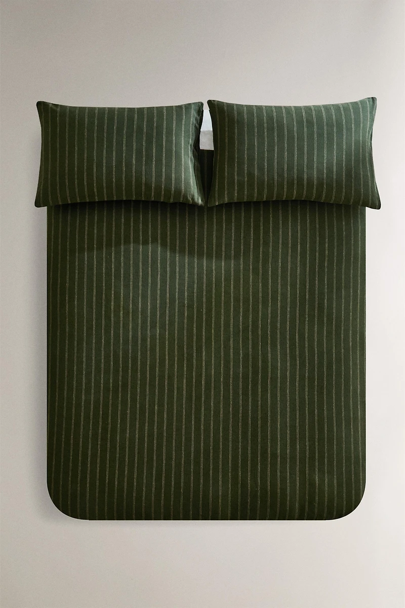 HOUSSE DE COUETTE COTON ET LIN RAYURES NOËL