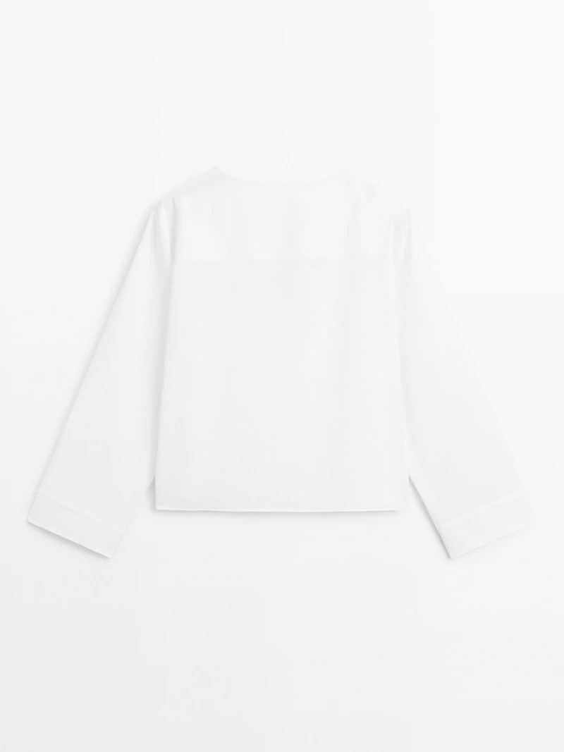 Blouse fluide lin à col en V