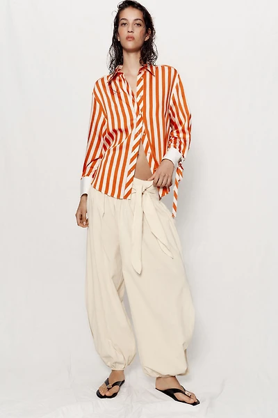 CHEMISE À RAYURES AVEC LACETS