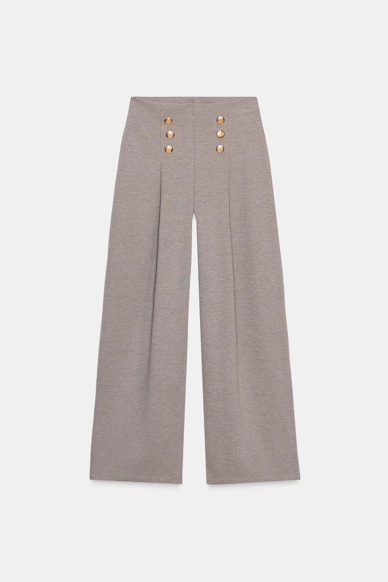 BUTTONED TWILL PANTS